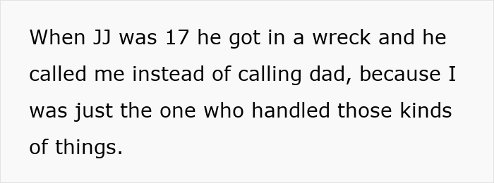 Text excerpt discussing a son who was made to raise seven younger siblings and faced challenges with his parents as an adult.