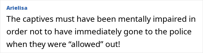 Comment text discussing captives being mentally impaired, related to pastor's son accused of disturbing acts in basement.