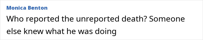 Comment by Monica Benton questioning who reported the unreported death related to pastor's son accused of disturbing acts.
