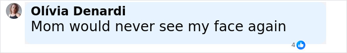 Comment with text Mom would never see my face again, reflecting a broken person's emotional impact after discovering secret bullying.