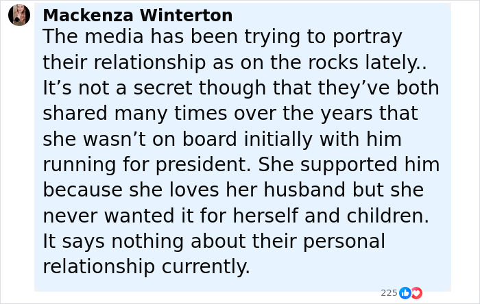 Social media comment discussing Barack Obama and Michelle's relationship after presidency challenges and support. Social media comment discussing Barack Obama and Michelle's relationship after presidency challenges and support.