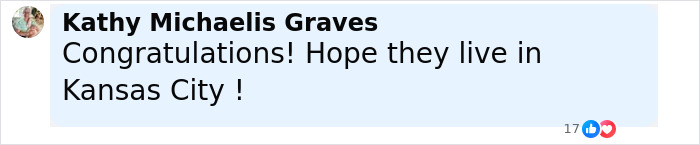Comment from Kathy Michaelis Graves congratulating and hoping the couple lives in Kansas City after Modern Family star Eric Stonestreet wedding.