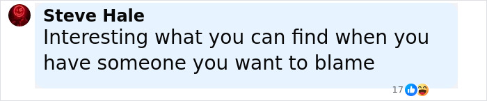 Screenshot of a social media comment discussing blame in connection with FBI chilling note and DNA evidence on Tyler Robinson.