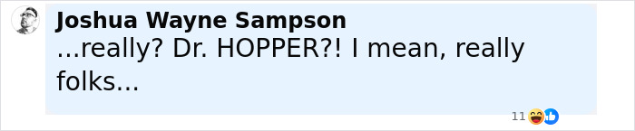 Comment by Joshua Wayne Sampson expressing disbelief about Dr. Hopper, related to surgeon who intentionally had own legs amputated. Comment by Joshua Wayne Sampson expressing disbelief about Dr. Hopper, related to surgeon who intentionally had own legs amputated.