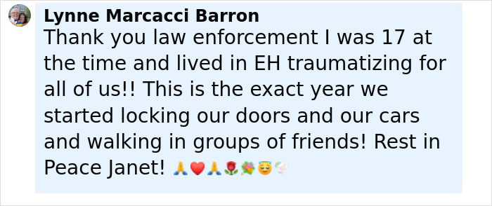 Comment thanking law enforcement for solving a brutal cold case that traumatized a community 52 years ago.