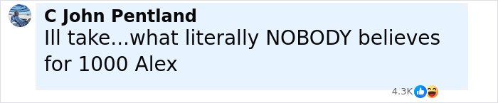 Comment by C John Pentland on social media, expressing disbelief about Kristin Cabot Coldplay scandal with Andy Byron.