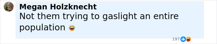 Comment by Megan Holzknecht reacting to Kristin Cabot Coldplay scandal with Andy Byron, showing disbelief and laughter emojis.
