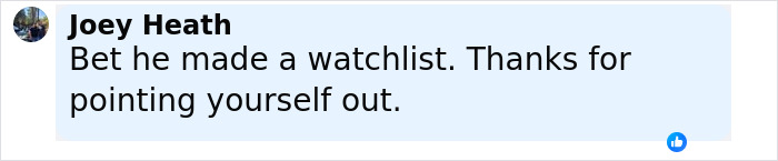 Comment by Joey Heath in a social media thread discussing a mystery bearded man in crowd during Charlie Kirk's attack.