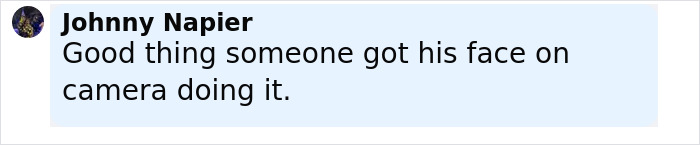 Comment from Johnny Napier discussing someone&rsquo;s face captured on camera during the mystery bearded man in crowd event.