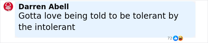 Comment by Darren Abell stating his opinion on tolerance, with reactions, related to Gal Gadot skips Venice Film Festival petition.
