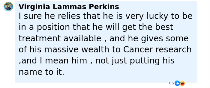 Comment expressing support for King Charles' emotional update on his incurable cancer and cancer research funding.