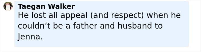 Comment from Taegan Walker criticizing Channing Tatum’s appeal amid age gap debate with girlfriend. Comment from Taegan Walker criticizing Channing Tatum’s appeal amid age gap debate with girlfriend.