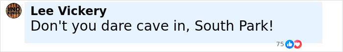 Comment on social media expressing anger toward South Park after airing an eerie episode about Charlie Kirk weeks ago.