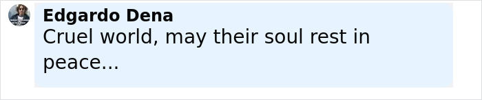 Comment by Edgardo Dena expressing sympathy for the tragic twist in poisoned limoncello case involving newly engaged couple.