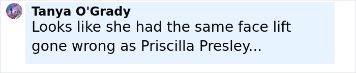 Comment on social media post by Tanya O'Grady expressing opinion about a facelift related to Kim Novak's look at Venice Film Festival award.