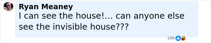 Screenshot of a social media comment mentioning seeing the invisible house related to Airbnb owners charging influencer.