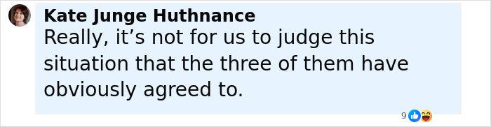 Comment by Kate Junge Huthnance discussing the conjoined twin and husband responding to intrusive questions about intimacy.