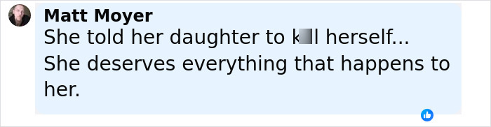 Comment by Matt Moyer showing hateful text related to a mom who anonymously sent daughter lewd texts before sentencing. Comment by Matt Moyer showing hateful text related to a mom who anonymously sent daughter lewd texts before sentencing.