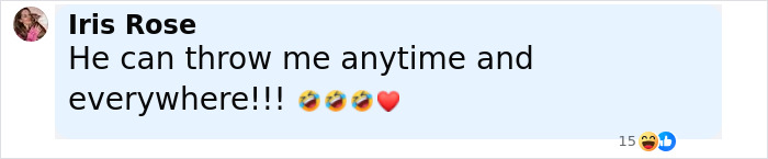 Facebook comment from Iris Rose expressing playful support, related to dad who threw 7YO son off cliff viral outrage. Facebook comment from Iris Rose expressing playful support, related to dad who threw 7YO son off cliff viral outrage.