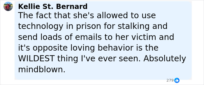 Screenshot of a comment discussing technology used for stalking in a case of a teen girl and boyfriend tormented by an obsessed mom.
