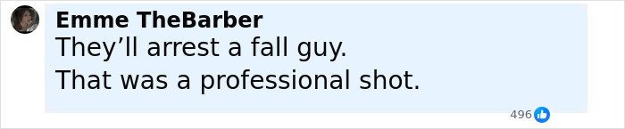 Screenshot of a social media comment discussing the professional nature of a sniper shot in the Charlie Kirk assassination case.