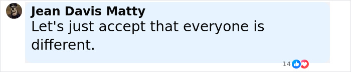 Screenshot of a social media post by Jean Davis Matty saying everyone is different, related to J.K. Rowling's response to Emma Watson. Screenshot of a social media post by Jean Davis Matty saying everyone is different, related to J.K. Rowling's response to Emma Watson.