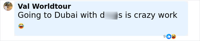 Screenshot of a social media comment about going to Dubai, related to a mom of student jailed for life lashing out at haters. Screenshot of a social media comment about going to Dubai, related to a mom of student jailed for life lashing out at haters.