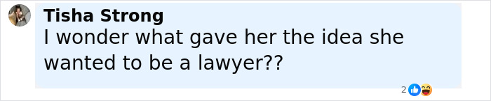 Comment by Tisha Strong questioning what inspired someone to become a lawyer, related to mom of student jailed in Dubai. Comment by Tisha Strong questioning what inspired someone to become a lawyer, related to mom of student jailed in Dubai.