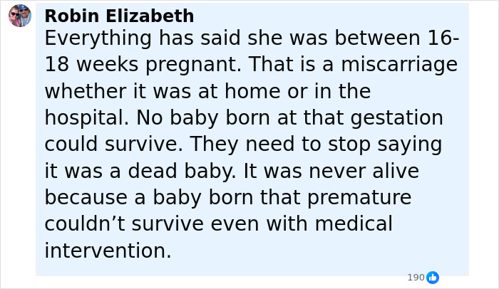 Comment discussing autopsy findings and gender of newborn found in cheerleader's closet, explaining miscarriage details.