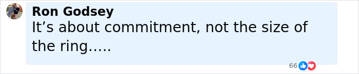Comment on a viral engagement post emphasizing commitment over ring size in a social media conversation. Comment on a viral engagement post emphasizing commitment over ring size in a social media conversation.