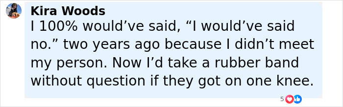Alt text: Screenshot of a viral woman's engagement post discussing her changed perspective on saying yes to a proposal. Alt text: Screenshot of a viral woman's engagement post discussing her changed perspective on saying yes to a proposal.