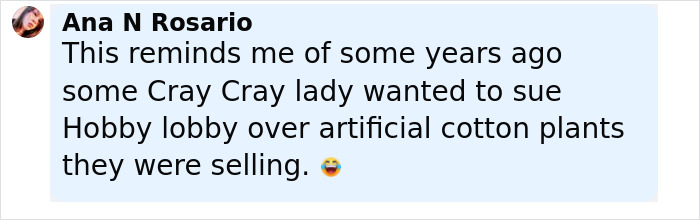 Comment from Ana N Rosario referencing past controversy over artificial cotton plants in relation to heated reactions and NYC hotel. Comment from Ana N Rosario referencing past controversy over artificial cotton plants in relation to heated reactions and NYC hotel.