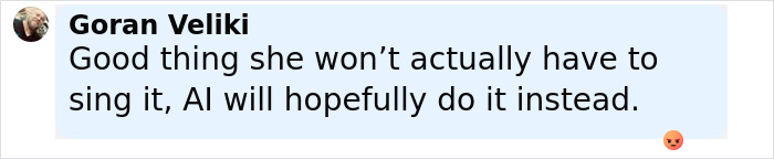 Goran Veliki in a casual setting, sharing a comment about AI potentially singing instead of a performer. Goran Veliki in a casual setting, sharing a comment about AI potentially singing instead of a performer.