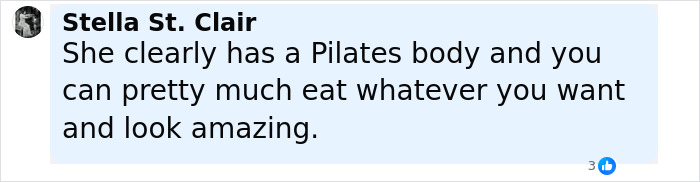 Comment by Stella St. Clair praising Kristen Bell's Pilates body and simple biohacking trick to stay fit.