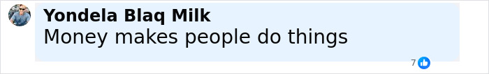 Comment by Yondela Blaq Milk stating money makes people do things, referencing Jeffrey Epstein&rsquo;s 50th birthday book with suggestive photos.
