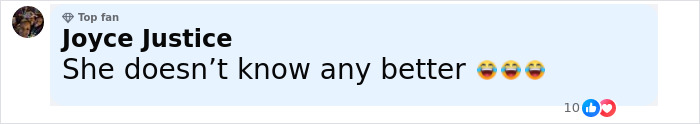 Comment by Joyce Justice, reading She doesn’t know any better with laughing emojis, related to Melania Trump curtsy during state visit. Comment by Joyce Justice, reading She doesn’t know any better with laughing emojis, related to Melania Trump curtsy during state visit.