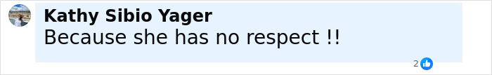 Comment on social media stating Because she has no respect related to Melania Trump not curtsying to British royals during state visit. Comment on social media stating Because she has no respect related to Melania Trump not curtsying to British royals during state visit.