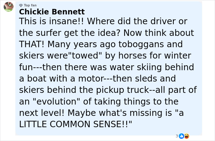 Comment from Chickie Bennett reacting to a viral TikTok trend causing severe injuries and lifelessness in teens.