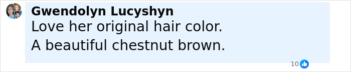 Comment praising Kate Middleton's original chestnut brown hair color amid discussions about her blonde hair. Comment praising Kate Middleton's original chestnut brown hair color amid discussions about her blonde hair.