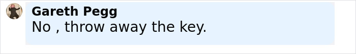 Text message from Gareth Pegg saying No, throw away the key, related to unhinged Amish mom's chilling confession to officers.