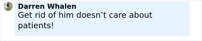 Comment from Darren Whalen expressing frustration about a doctor caught getting intimate with nurse during surgery while patient unconscious.
