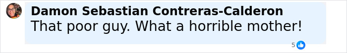 Comment by Damon Sebastian Contreras-Calderon expressing sympathy about a man accused of incest issues with his mother.