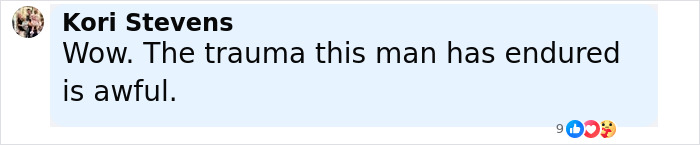 Comment from Kori Stevens expressing sympathy about the trauma endured by the man who accused mom of incest.