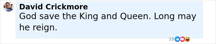 Comment from David Crickmore expressing support for King Charles amid news of his 'incurable' cancer update.