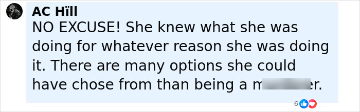 Comment from AC Hill expressing strong condemnation of a cheerleader arrested after allegedly hiding a newborn's body.