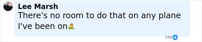 Comment by Lee Marsh in a social media post discussing challenges faced during a plane crash simulation emergency. Comment by Lee Marsh in a social media post discussing challenges faced during a plane crash simulation emergency.