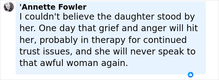 Comment from Annette Fowler expressing disbelief that the daughter stood by her mom amid secret torment over a year.