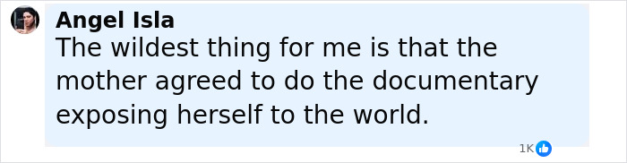 Comment by Angel Isla discussing a mother who secretly tormented her daughter, shared in a social media post.