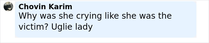 Comment on social media post expressing disbelief about victim status and calling someone an ugly lady.