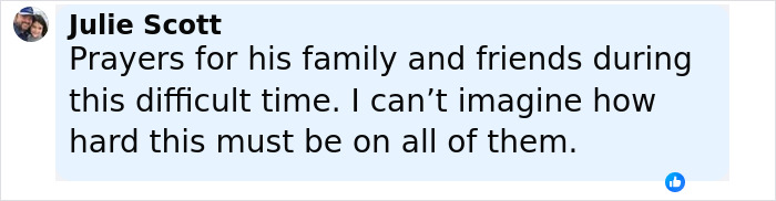 User comment expressing sympathy and prayers for family and friends of promising teen golfer who passed away during school homecoming prank.